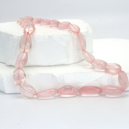 AA Pink Rose Quartz 12x10mm - 18x13mm Smooth Nuggets Bead Strand