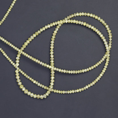 Champagne Diamond 2mm - 2.8mm Hand Faceted Rondelles Bead Strand