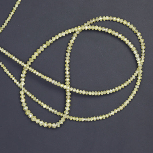 Champagne Diamond 2mm - 2.8mm Hand Faceted Rondelles Bead Strand