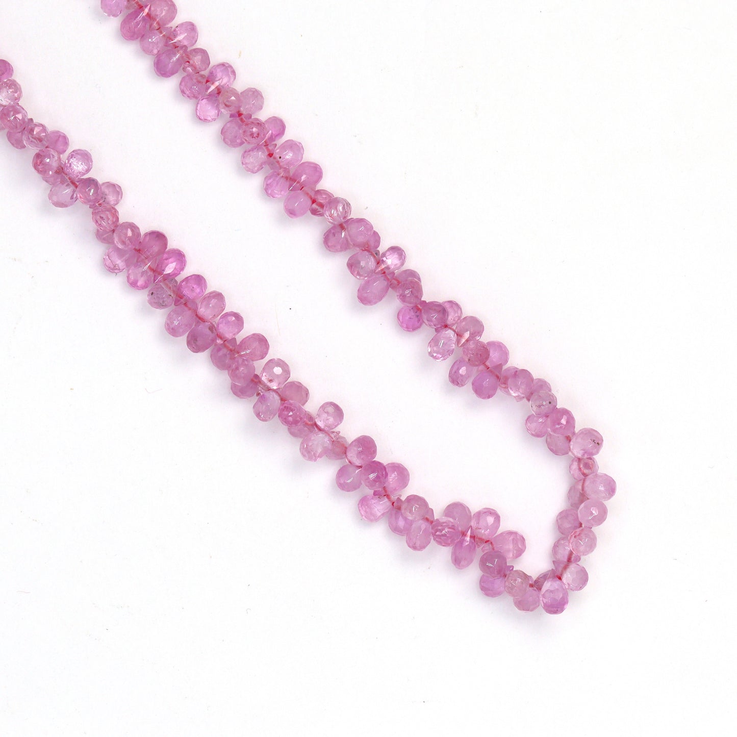 Light Pink Sapphire 4x2mm - 5x3mm Faceted Teardrop Briolettes Bead Strand