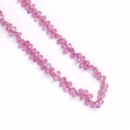 Light Pink Sapphire 4x2mm - 5x3mm Faceted Teardrop Briolettes Bead Strand