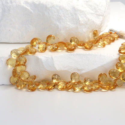 Yellow Citrine 7x5mm Faceted Pear Shaped Briolettes