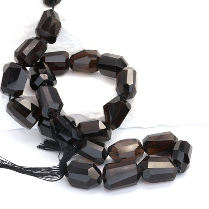Brown Smoky Quartz 14x10mm Faceted Nuggets Bead Strand