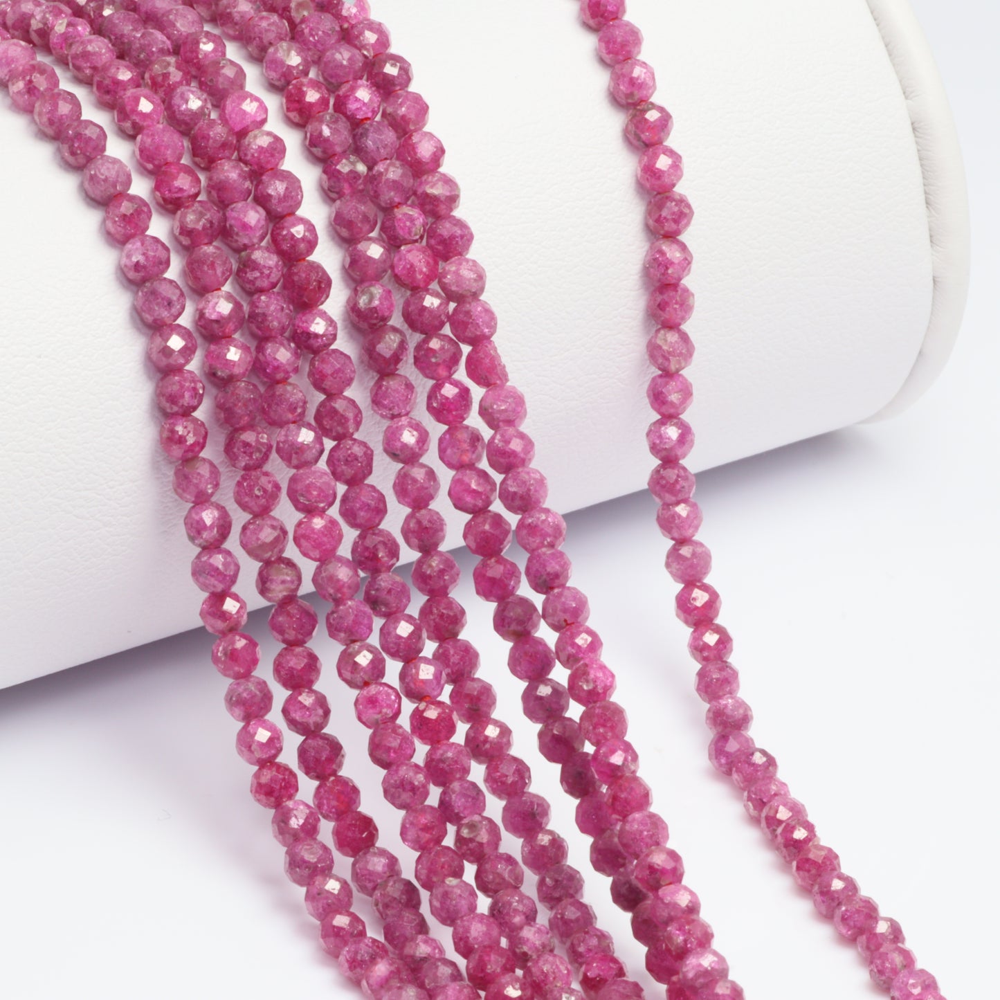 Red Ruby 3mm Faceted Rounds Bead Strand