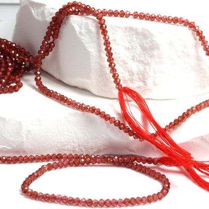 Red Garnet 2.5mm Faceted Rondelles Bead Strand
