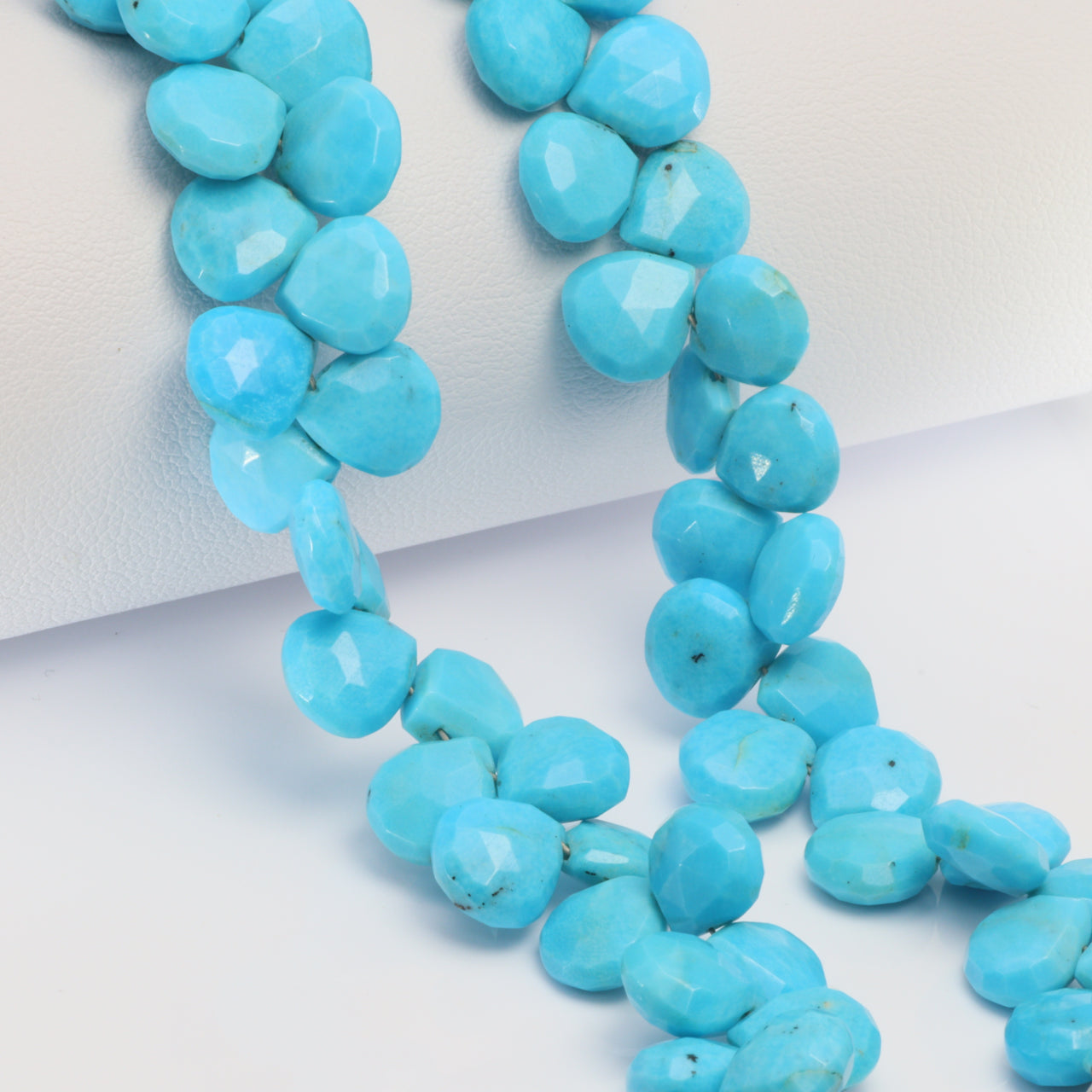 Natural Blue Turquoise 8mm Faceted Heart Shaped Briolettes