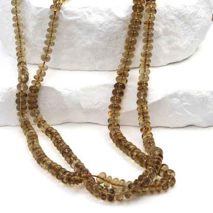 Light Brown Whiskey Quartz 4mm Smooth Rondelles Bead Strand