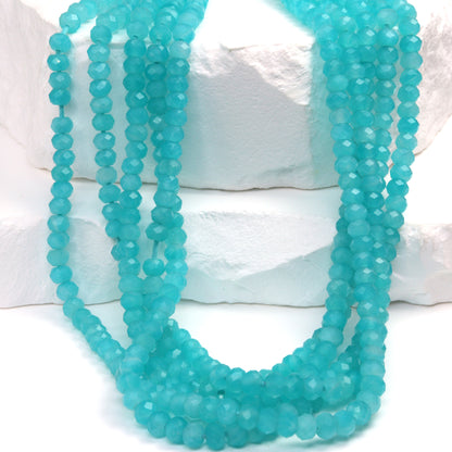 Blue Amazonite 4mm Faceted Rondelles Bead Strand