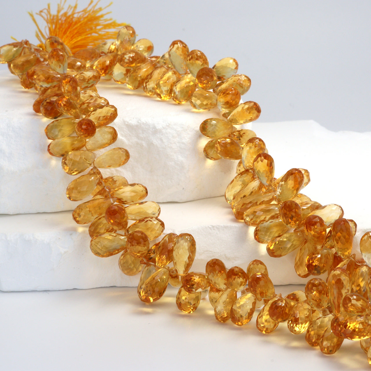 Yellow Citrine 12x6mm Faceted Teardrop Briolettes