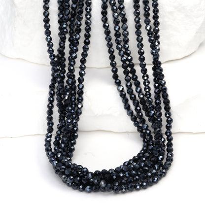 Coated Black Spinel 2.5mm Faceted Rounds Bead Strand