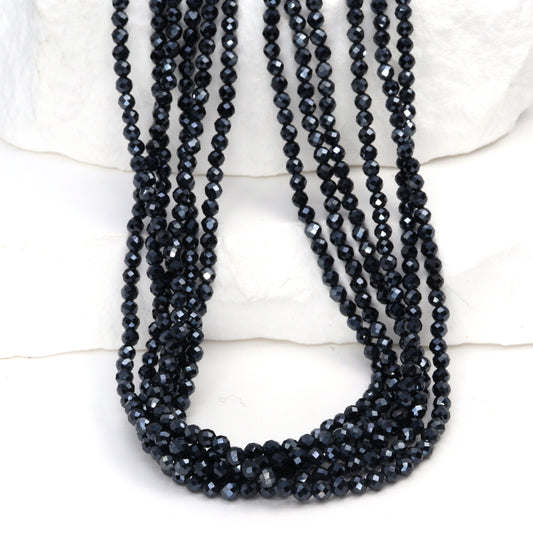 Coated Black Spinel 2.5mm Faceted Rounds Bead Strand