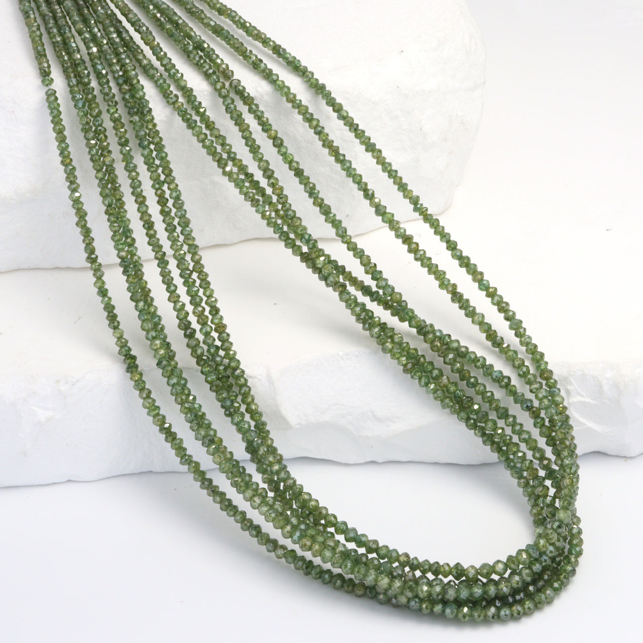 Green Diamond 1.4mm Faceted Rondelles