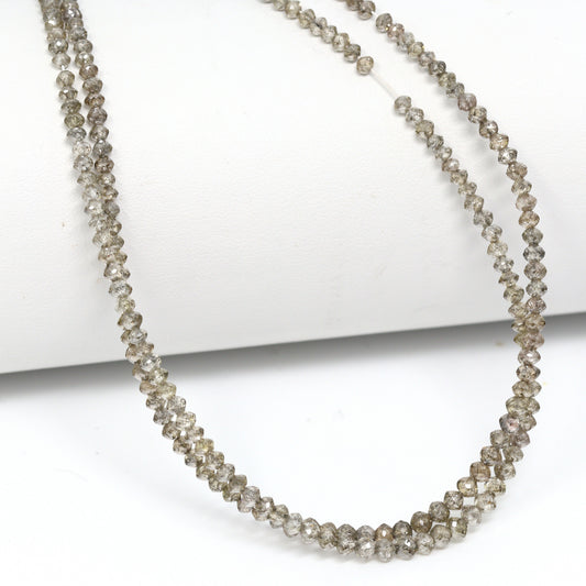 Brown Diamond 2.2mm – 3mm Hand Faceted Rondelles Bead Strand