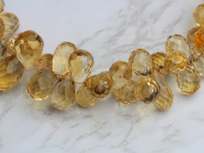 Yellow Citrine 9x5mm Center Drilled Teardrop Briolettes