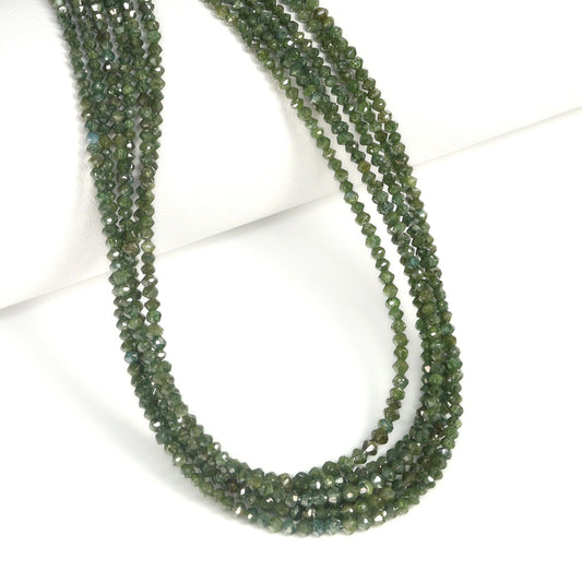 Green Diamond 1.6mm – 2.6mm Hand Faceted Rondelles Bead Strand