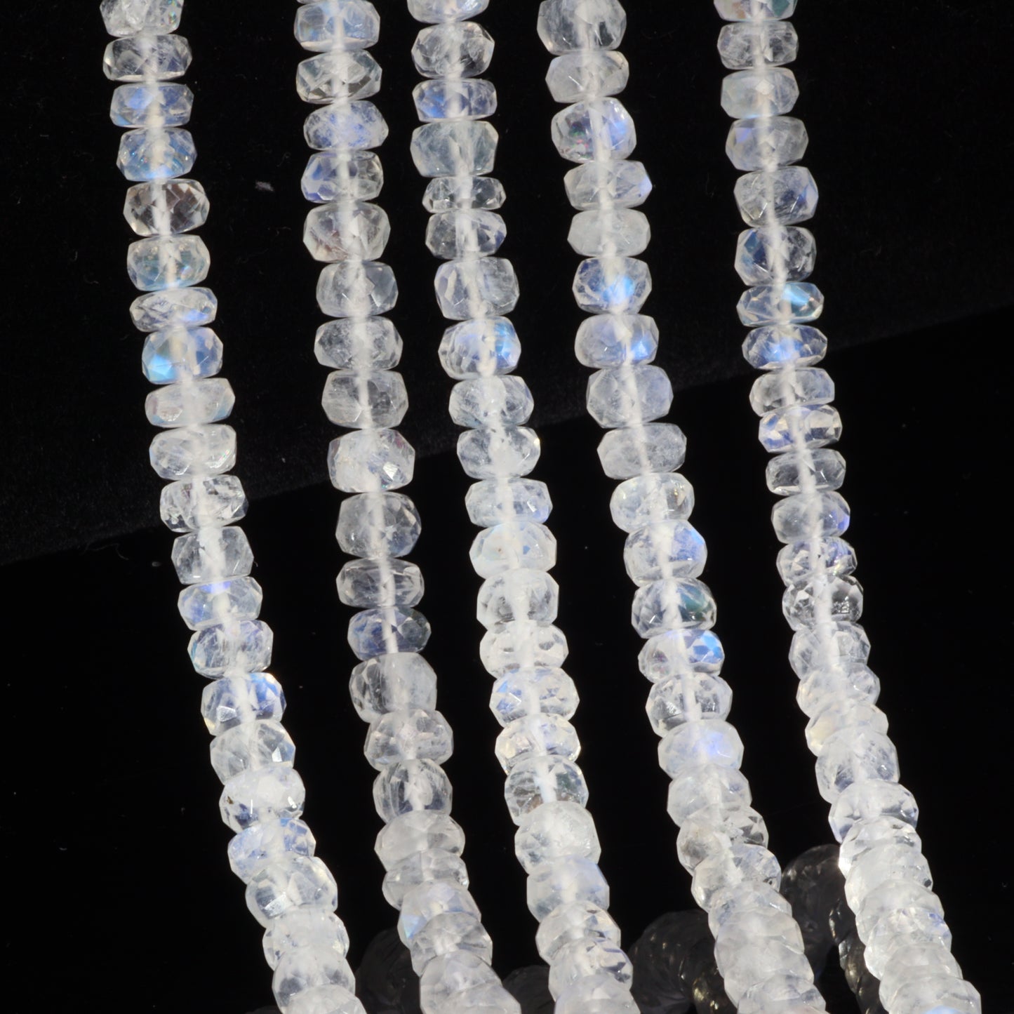AA Rainbow Moonstone 4.5mm Faceted Rondelles Bead Strand