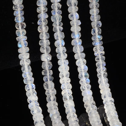 AA Rainbow Moonstone 4.5mm Faceted Rondelles Bead Strand