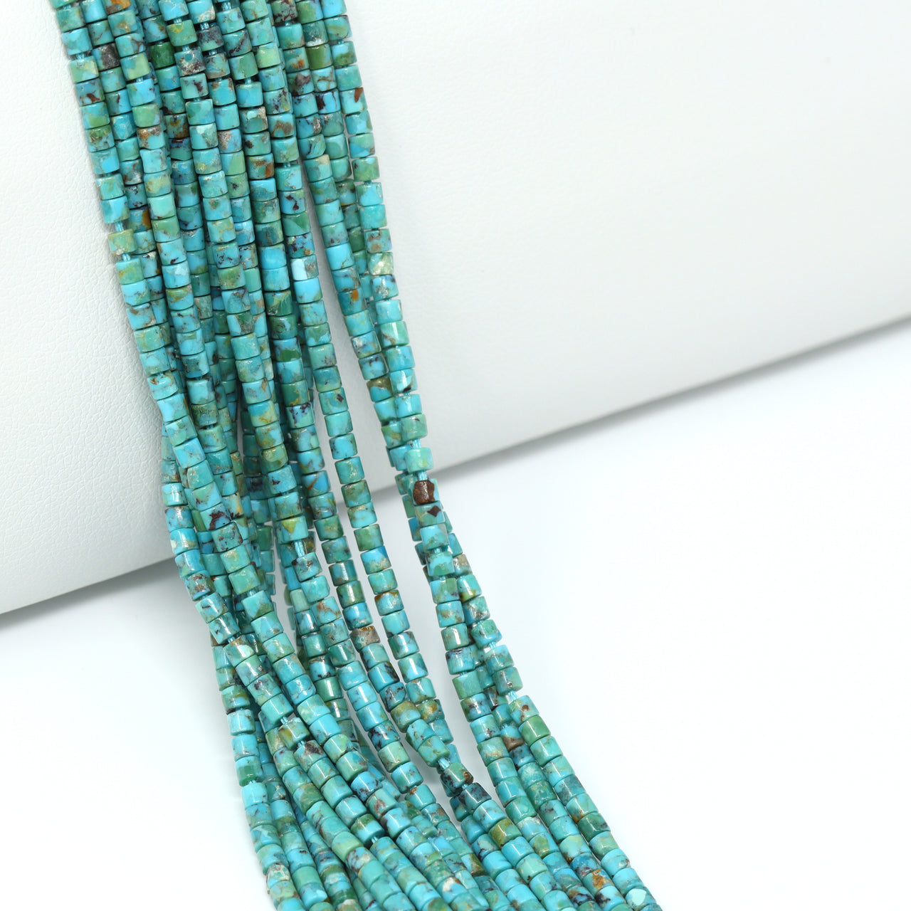 Natural Blue-Green Turquoise 2mm Smooth Tubes Bead Strand