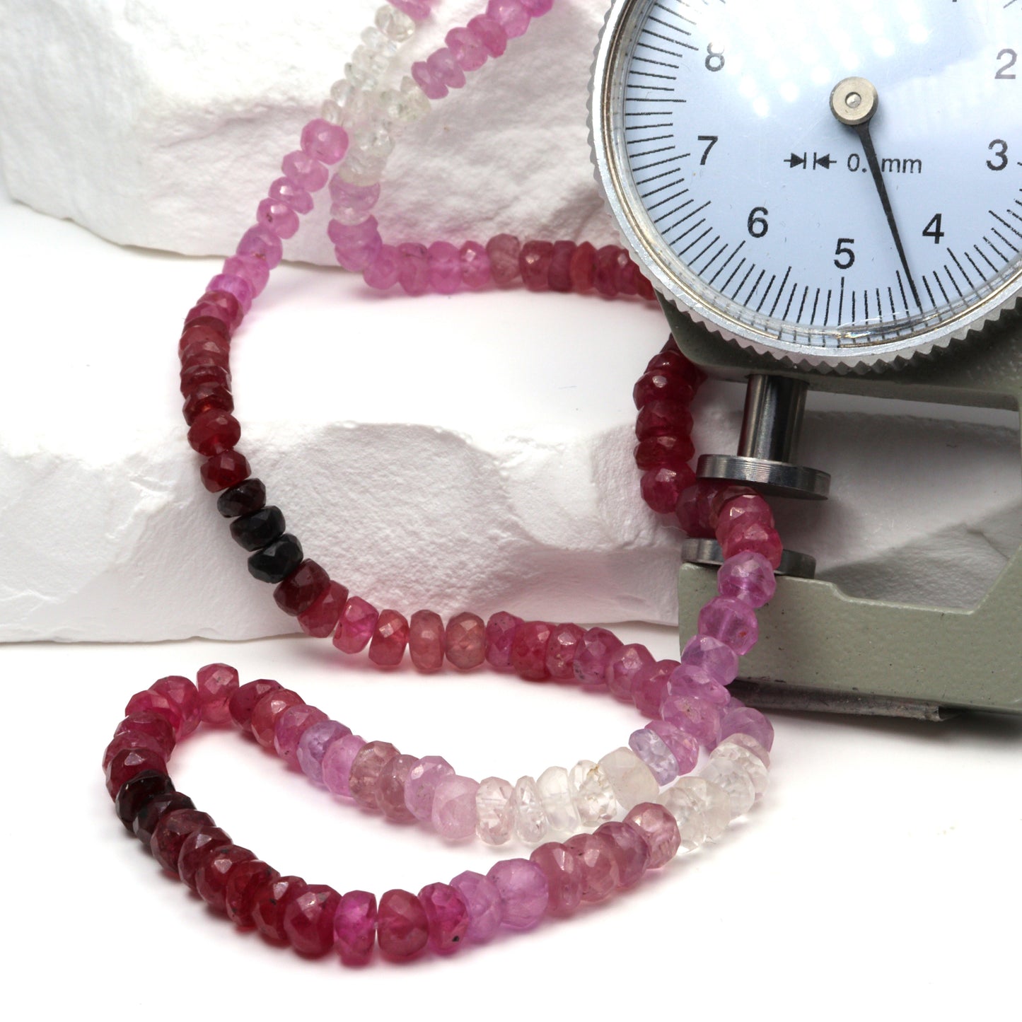 Ombre Red and Pink Ruby 3.5mm - 4.5mm Hand Faceted Rondelles Bead Strand