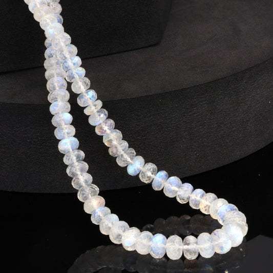 AA Blue Rainbow Moonstone 5mm Faceted Rondelles