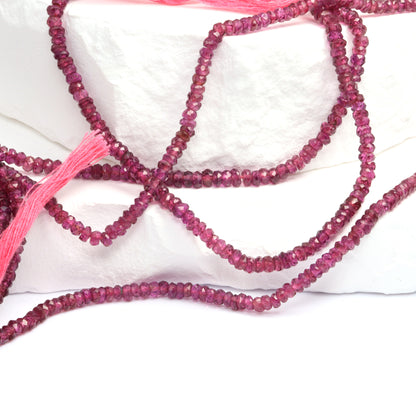 Rhodolite Garnet 3mm Hand Faceted Rondelles Bead Strand