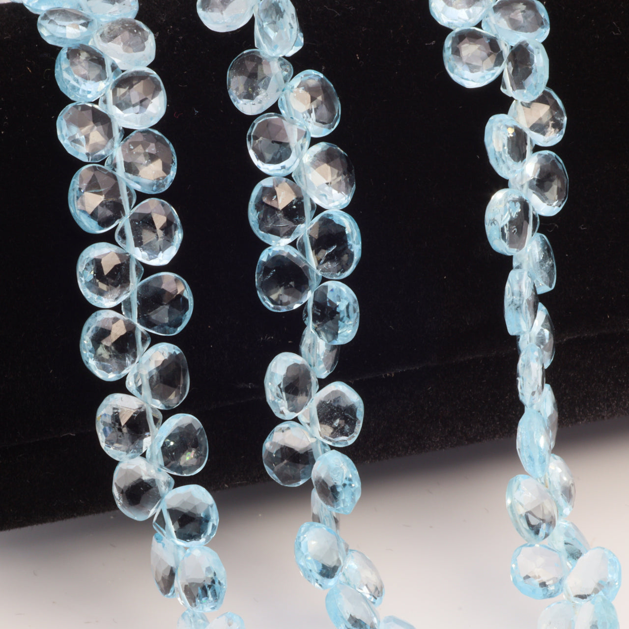 Sky Blue Topaz 6mm Faceted Heart Shaped Briolettes