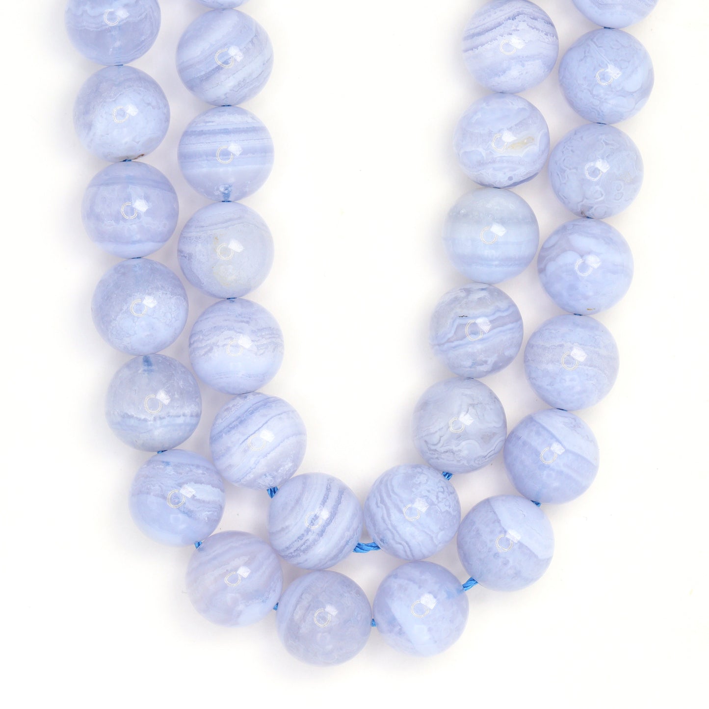 Blue Lace Agate 10mm Smooth Rounds Bead Strand