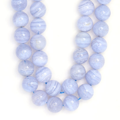 Blue Lace Agate 10mm Smooth Rounds Bead Strand