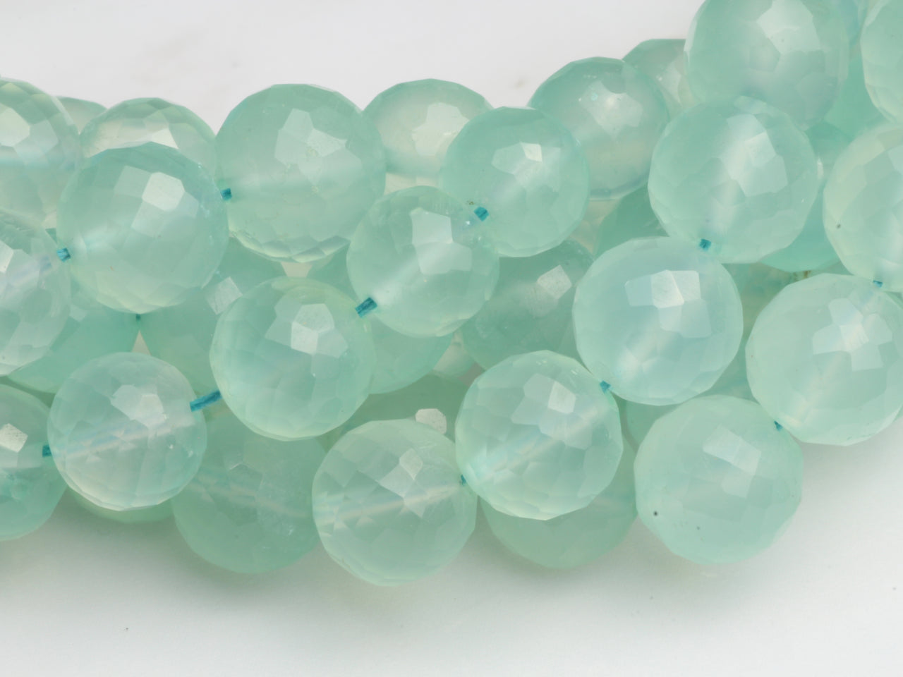 Aqua Chalcedony 7mm Faceted Rounds