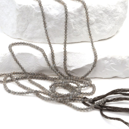 Gray Moonstone 2mm Faceted Rounds Bead Strand