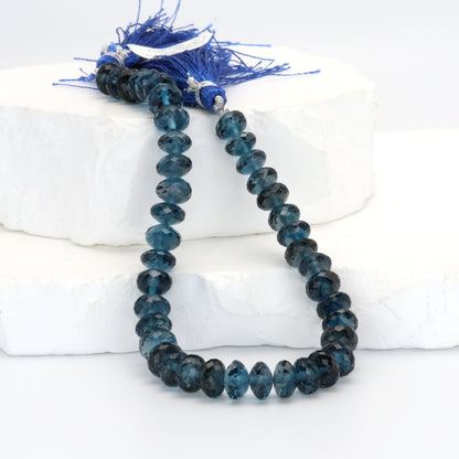 London Blue Topaz 7mm Faceted Rondelles Bead Strand