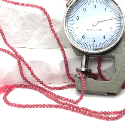 Pink Tourmaline 2mm Faceted Rounds Bead Strand