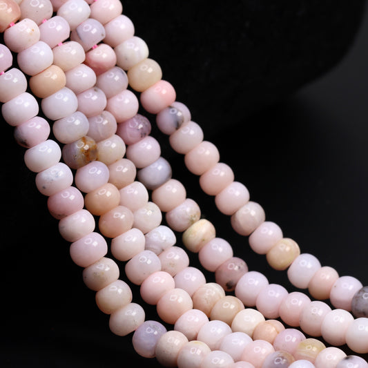 Pink Opal 6mm Smooth Rondelles Bead Strand