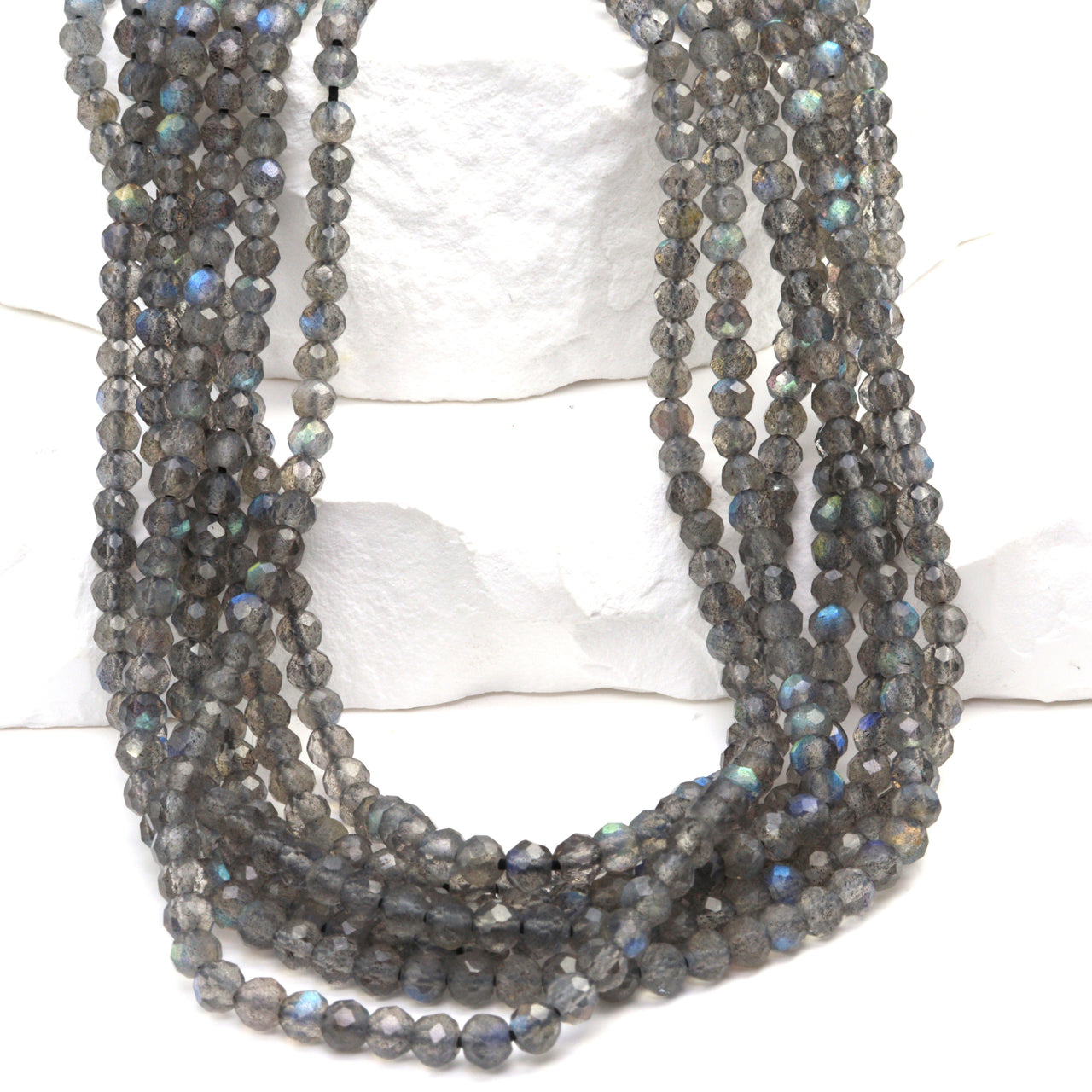 Blue Labradorite 3.5mm Faceted Rondelles Bead Strand