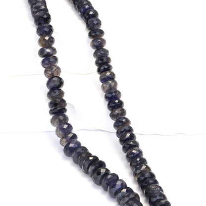 Blue Iolite 9mm Faceted Rondelles Bead Strand