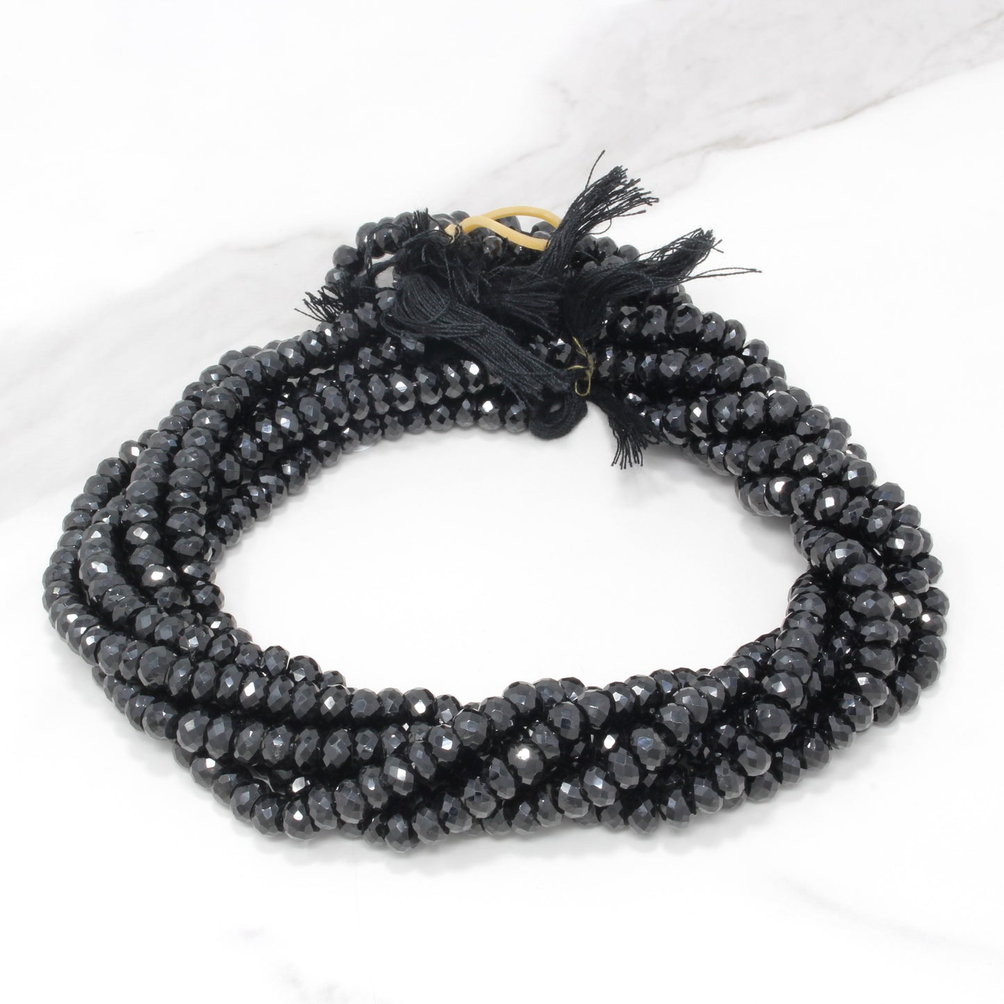 Black Spinel 6mm Faceted Rondelles