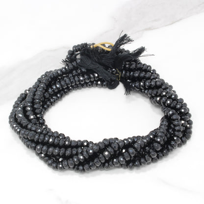 Black Spinel 6mm Faceted Rondelles