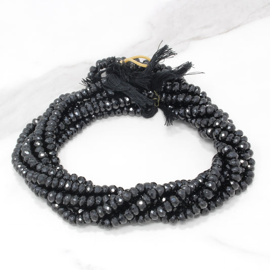 Black Spinel 6mm Faceted Rondelles