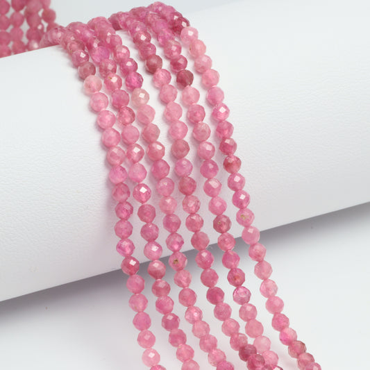Ombre Pink Tourmaline 3mm Faceted Rounds