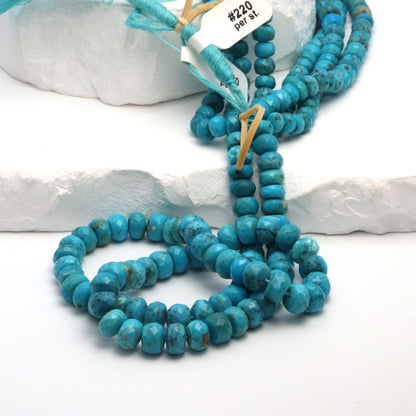 Natural Blue Turquoise 6mm Faceted Rondelles