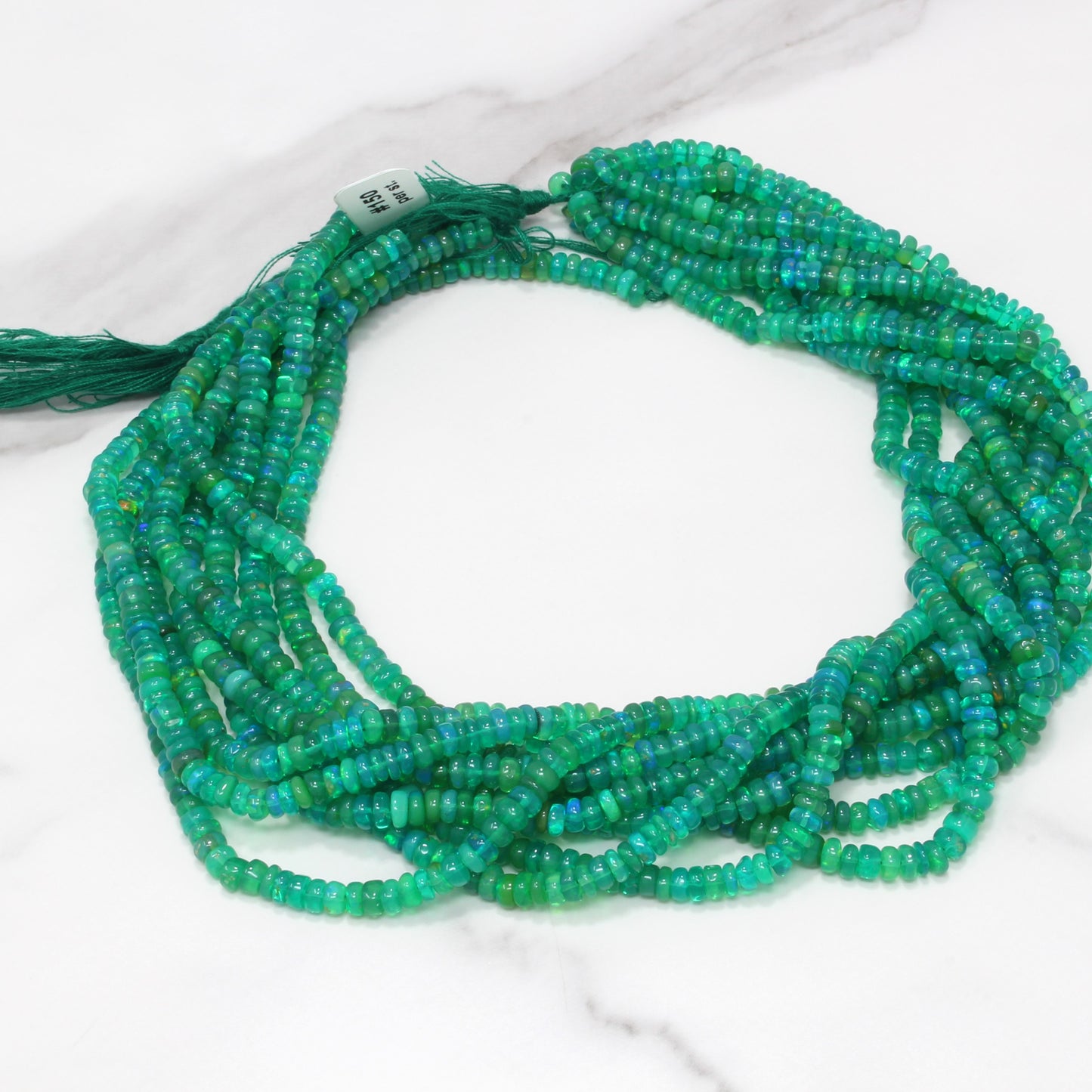 Green Ethiopian Opal 4mm Smooth Rondelles Bead Strand