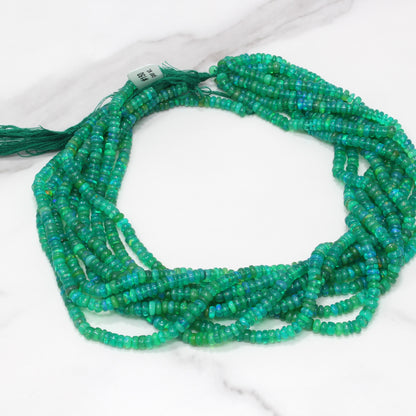 Green Ethiopian Opal 4mm Smooth Rondelles Bead Strand