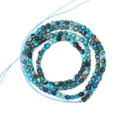 Blue Green Chrysocolla 3mm Faceted Cubes