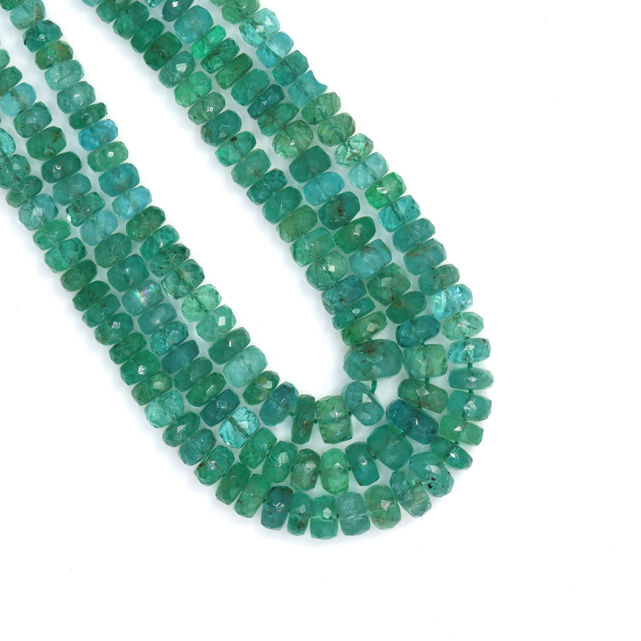 Green Emerald 4mm - 6mm Hand Faceted Rondelles Bead Strand