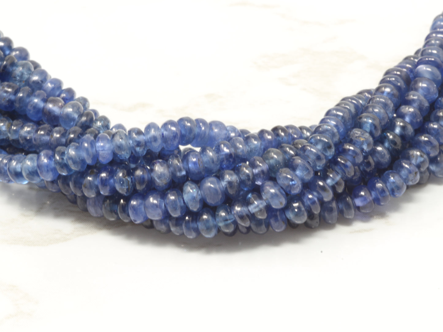 Navy Blue Sapphire 3mm Smooth Rondelles Bead Strand