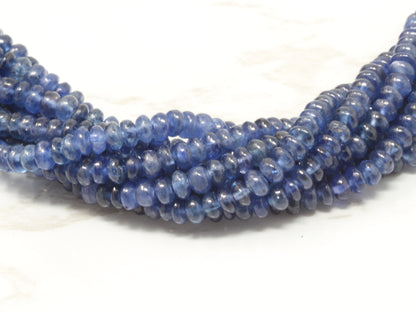 Navy Blue Sapphire 3mm Smooth Rondelles Bead Strand