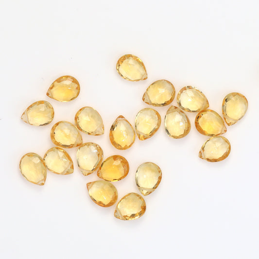 Yellow Citrine 9x7mm Faceted Pear Shaped Briolettes Loose Beads
