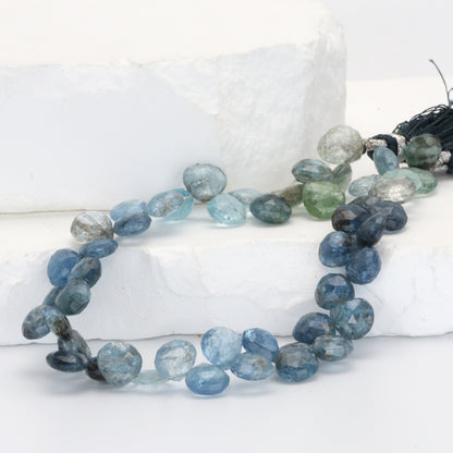 Blue Moss Aquamarine 8mm Faceted Heart Shaped Briolettes