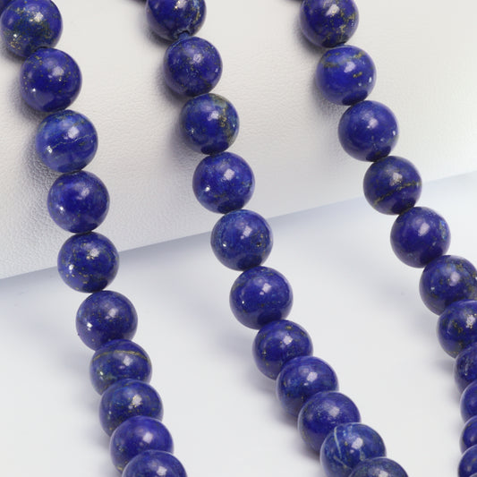 Royal Blue Lapis Lazuli 8mm Smooth Rounds Bead Strand