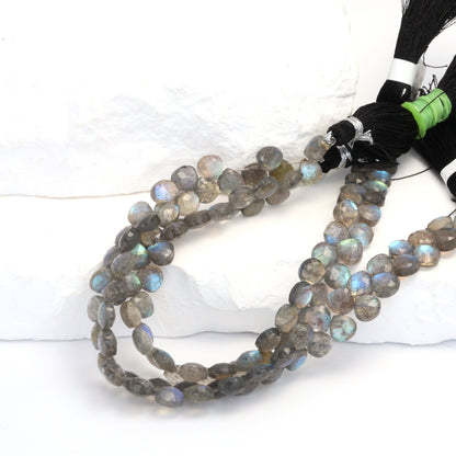 AA Blue Labradorite 5mm Faceted Heart Shaped Briolettes